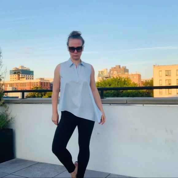 🚢 NWT BECKEN High-Low Sleeveless Blue Blouse - Picture 7 of 16